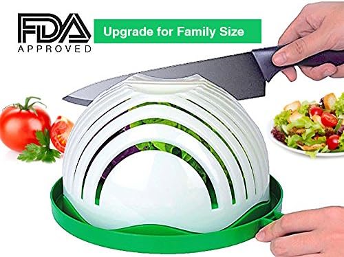 Axraser Salad Cutter Bowl | Family-Sized Salad Maker Fast Fruit Vegetable Chopper Bowl for Salad in 60 Seconds | Salad Slicer Strainer Cutting Board All in One for Kitchen