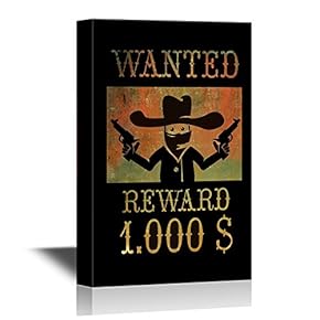 Canvas Wall Art - Gunman Wanted - Gallery Wrap Modern Home Art | Ready to Hang - 12x18 inches