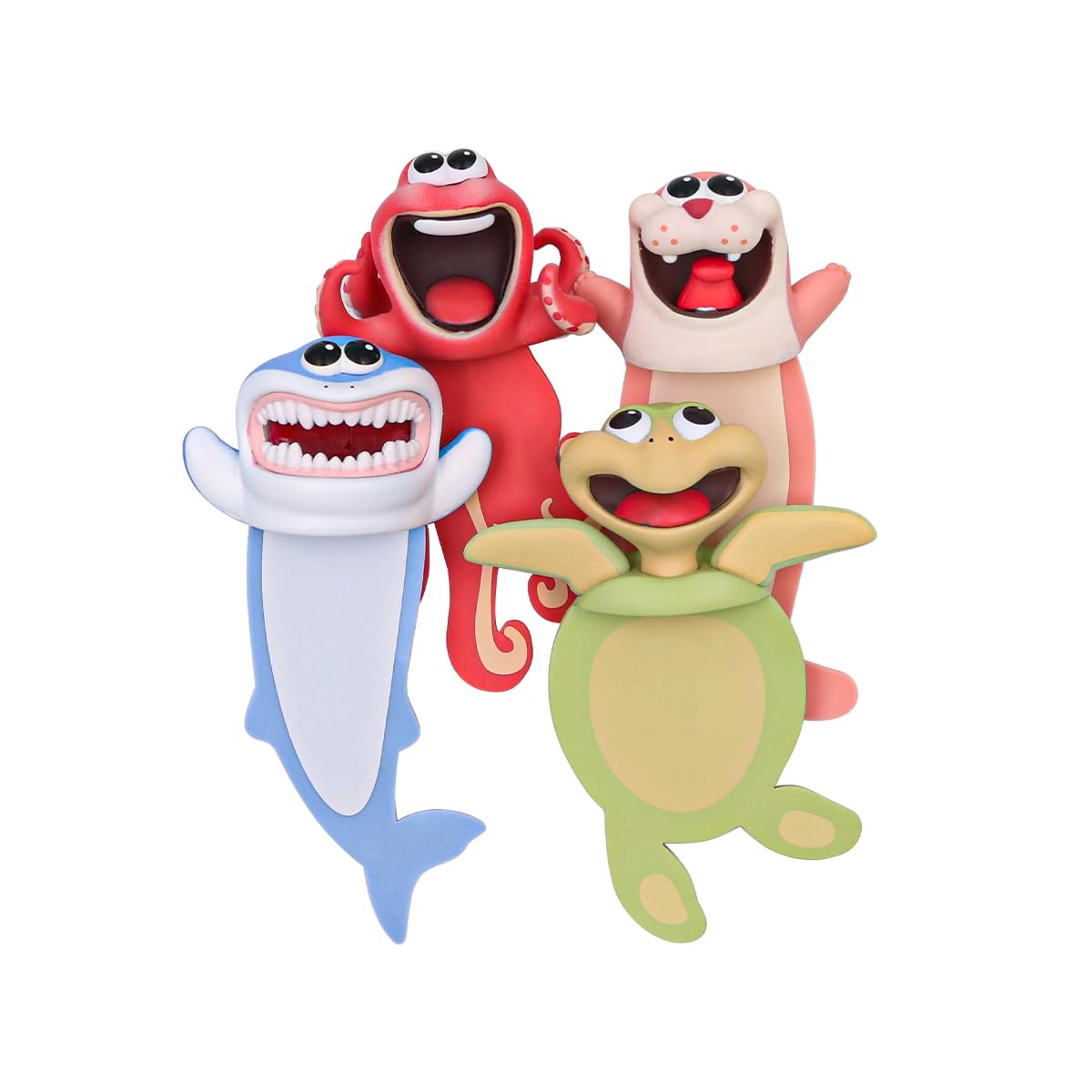 VOANZO4 PCS 3D Cartoon Animal Bookmark Animals Reading Bookmark Cute Bookmarks Wacky Bookmark Squashed Ocean Animals Stationery for Boys and Girls Students