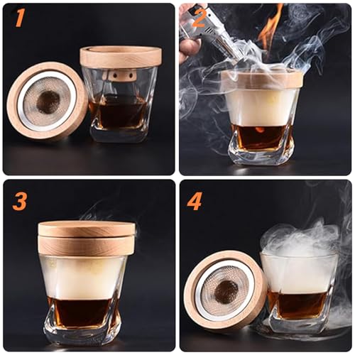 EWIEIAA Kit de 18 Piezas ahumador de Whisky，8 sabores Diferentes de Bloques de Madera ，Se Aplica a Bar y coctelería，Regalo único para Hombres/Padre/Marido/Amigos(Sin butano)