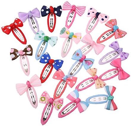 Munax 40 pcs 1.8" Baby Girls Ribbon Hair Bow Clips printed pattern Barrettes (40pcs BB Clips)