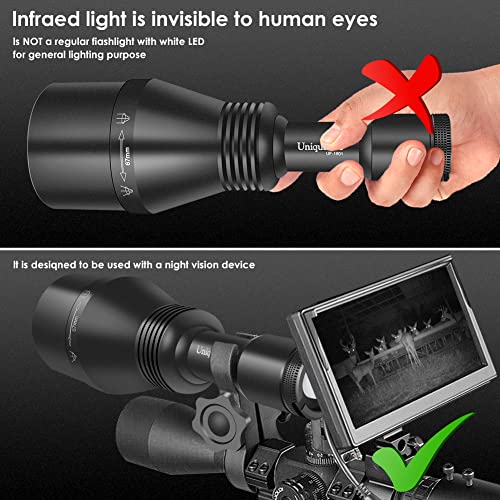 UniqueFire T67 Infrared Flashlight 850nm IR Illuminator, USB