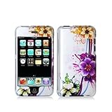 Purple Flower Design Hard Skin Case Cover for Apple Ipod Touch iTouch 2nd and 3rd Generation Gen 2g 3g 2 3 8gb 16gb 32gb 64gb