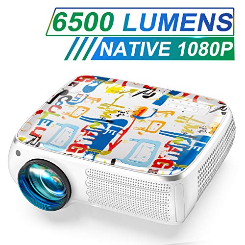 Native 1080P Projector, TOPTRO Video Projector with 6500 Lux, 4D Keystone Correction, Dual Stereo Speakers for Home Theater, Compatible with PC, Fire TV Stick, PS4, HDMI, VGA, AV and USB Playing