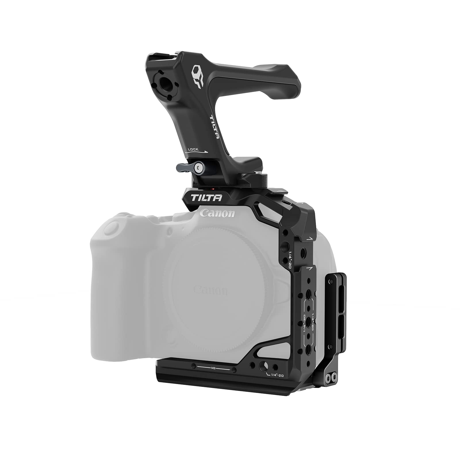 Tilta Half Camera Cage for R6 Mark II Lightweight Kit with Top Handle,18mm NATO Rail Attachment,NATO Rail,Cold Shoe TA-T45-B-B