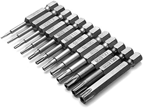 12pcs 1/4 Inch 50mmT5-T40 Magnetic Torx Screwdriver Bits Set