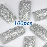 350buy 100pcs Silver Glitter False French Acrylic Nail Art Tips