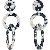 YasiIm Handmade Chic Acrylic Hollow Round Dangle Drop Earrings Unique Double Rings Geometric Stud Earrings For Women