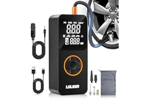 LOLSSA Tire Inflator Portable Air Compressor-Air Pump 150PSI Cordless Electric for Car, Motorcycle, Bike, Ball, with Tire Gauge Pressure, Dual-Use Type (Apricot)