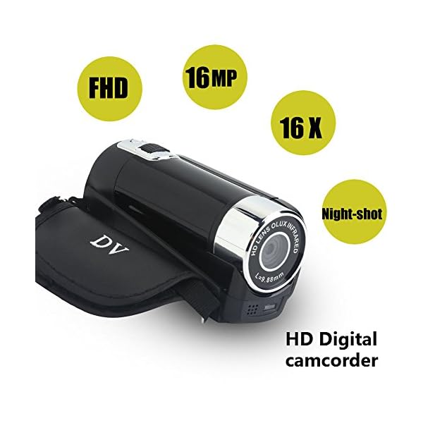 VBESTLIFE Full HD 270 ° Rotation 720P 16X High Definition Digital Camcorder Video DV Kamera(schwarz) – Bild 3