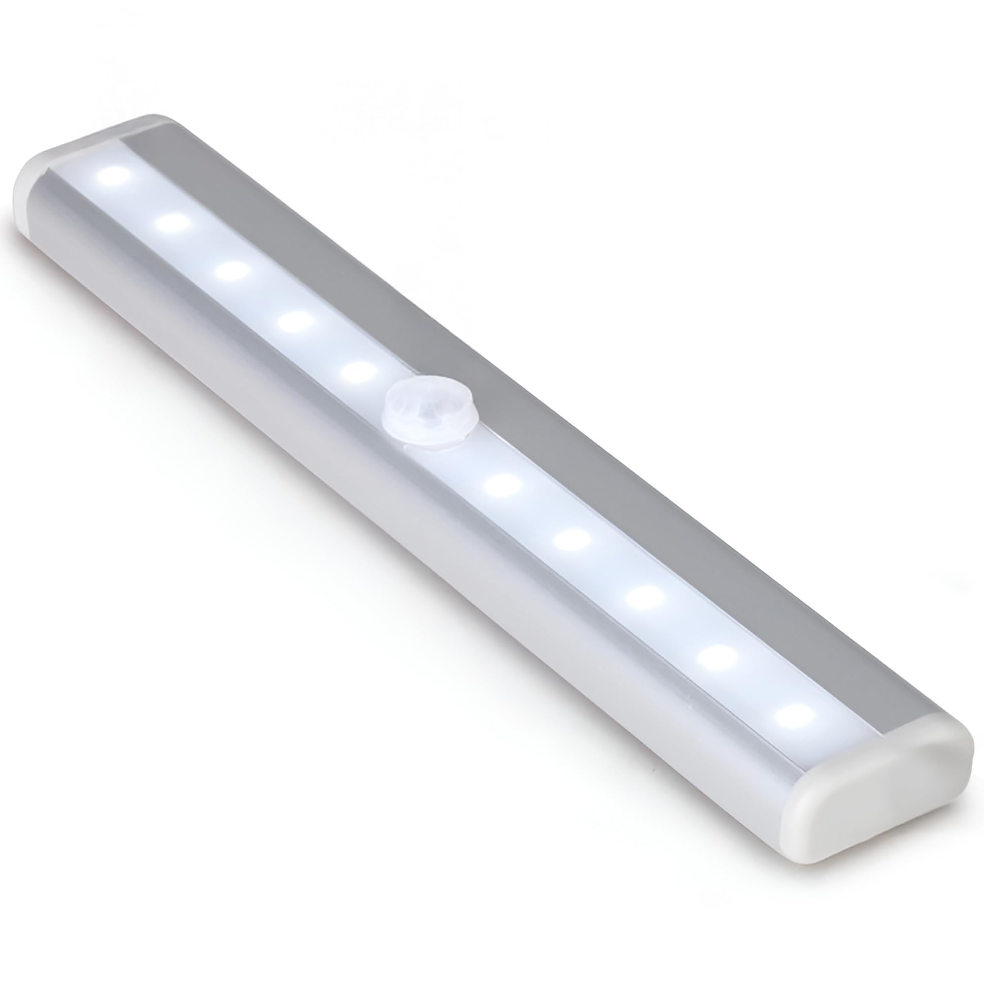 Trimming Shop Motion Sensor LED Light Indoor Battery Operated 10 LED Wireless Under Cabinet Lighting Stick-On Magnetic Strip Motion Sensor Light for Kitchen, Wardrobe, Closet & Bedroom (Pack of 1)