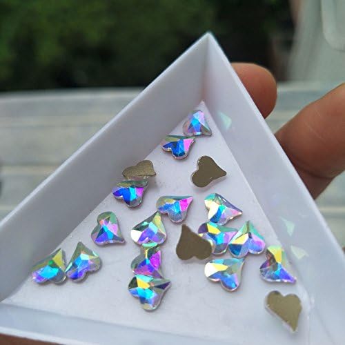 2017 New Design Nail Art Rhinestones 50pcs Heart Crystal AB Glass Stones Colorful For 3D Nails Decoration (6mm Heart, AB)
