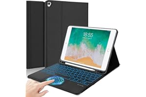 QYiiD Keyboard Case for iPad Pro 12.9 Inch 2017/2015 (1st & 2nd Generation), 7 Color Backlit, Multi-Touch Trackpad, Detachabl