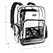 Large Clear Backpack Heavy Duty Durable Military Nylon Clear Bookbags Transparent Plastic (Large, Black)