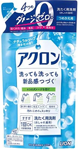 アクロン おしゃれぎ用洗剤 ナチュラルソープの香り 微香 洗濯洗剤 液体 詰め替え 400ml
