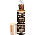 Untamed Organics 100% Organic Castor Oil Roll On For Eyebrows, Lips, Under Eyes, Eyelashes, Cuticles - Mess Free Roller Ball - Certified Organic, Cold Pressed, Hexane Free - Travel Sized Glass Bottle