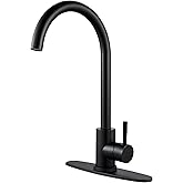 Kohonby Single Handle High Arc Matte Black Kitchen Faucet Stainless Steel Commercial Single Hole Kitchen Sink Faucet, Modern One Hole Bar Sink Faucet with Deck Plate