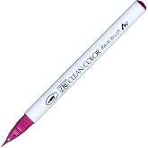 Kuretake ZIG Clean Color Real Brush Pen, Dark Pink Ink