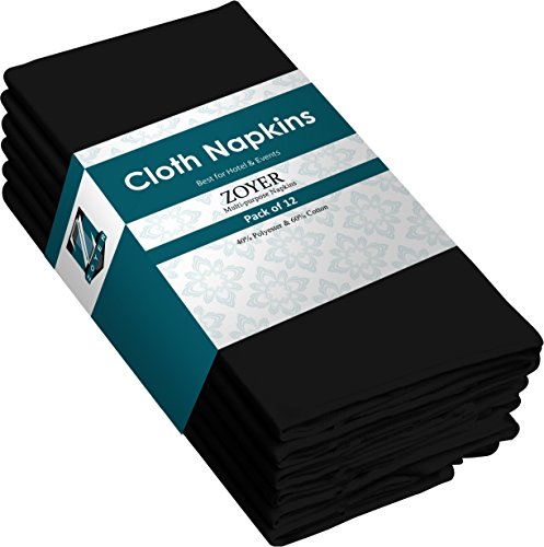 image for ZOYER Cotton Dinner Napkins - 12 Pack (18x18 Inch) Poly Cotton Soft Re