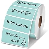 iEager 2x1 Inch Thermal Labels, Green Rectangle Thermal Printer Stickers, Durable Shipping Label Printer Sticker for Barcode, Name, Address, 1000 Labels/Roll