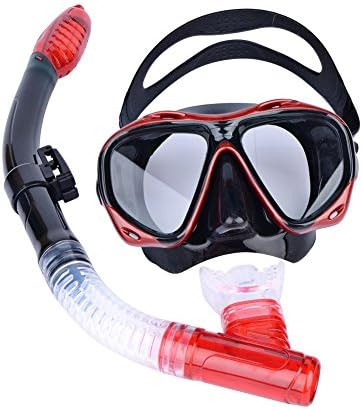 SMQ Red Scuba Diving Snorkeling Freediving Mask Dry Snorkel Combo Set