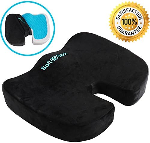 Seat Cushion for Orthopedic Back Support, Coccyx Tailbone Pain and Sciatica Relief, Black