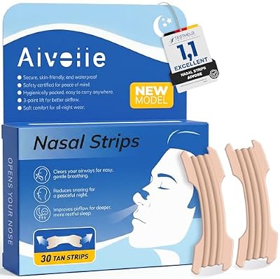 30 Anti-Schnarch Nasenpflaster, Triple-Ridge Design mit professionellem Haftkleber, atmungsaktive hautfarbene Nasenstreifen für besseren Schlaf, Sport & Nasenverstopfung (Hautfarben)
