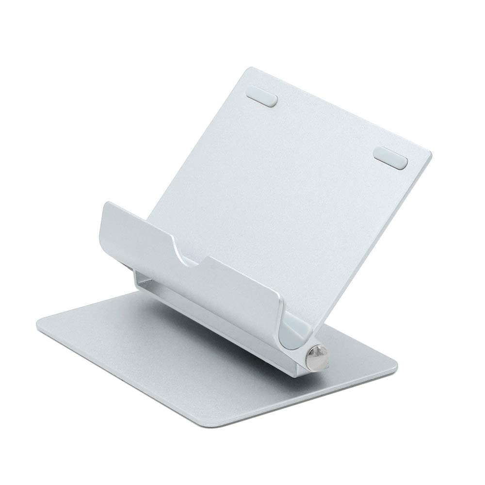 Juntan Adjustable Aluminum Alloy Tablet Stand Holder 360-Degree Rotatable Silver Holder Dock Compatible with iPhone Samsung Galaxy Android Smartphone iPad Office Surface and More…