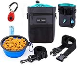 EVOest Dog Treat Pouch, Training Bag with Dog Training Clicker and Built-in Waste Bags Dispenser,Deluxe Design Perfect Carry Pet Toys & Treats,Waist & Shoulder Strap + Bonus Collapsible Bowl