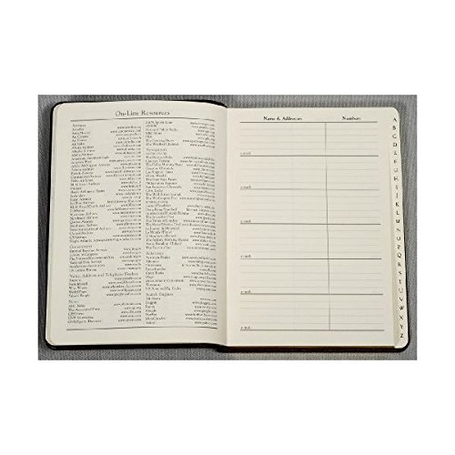 7 Inch Leather Bound Desk Address Book, Genuine Calfskin Leather, 1,400 Entries, British Tan - Thumbnail 2