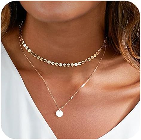 Apangu Layered Metal Choker Necklace Women Tassel Chain Tassel Chain Bar Cross Necklace Girl Jewelry