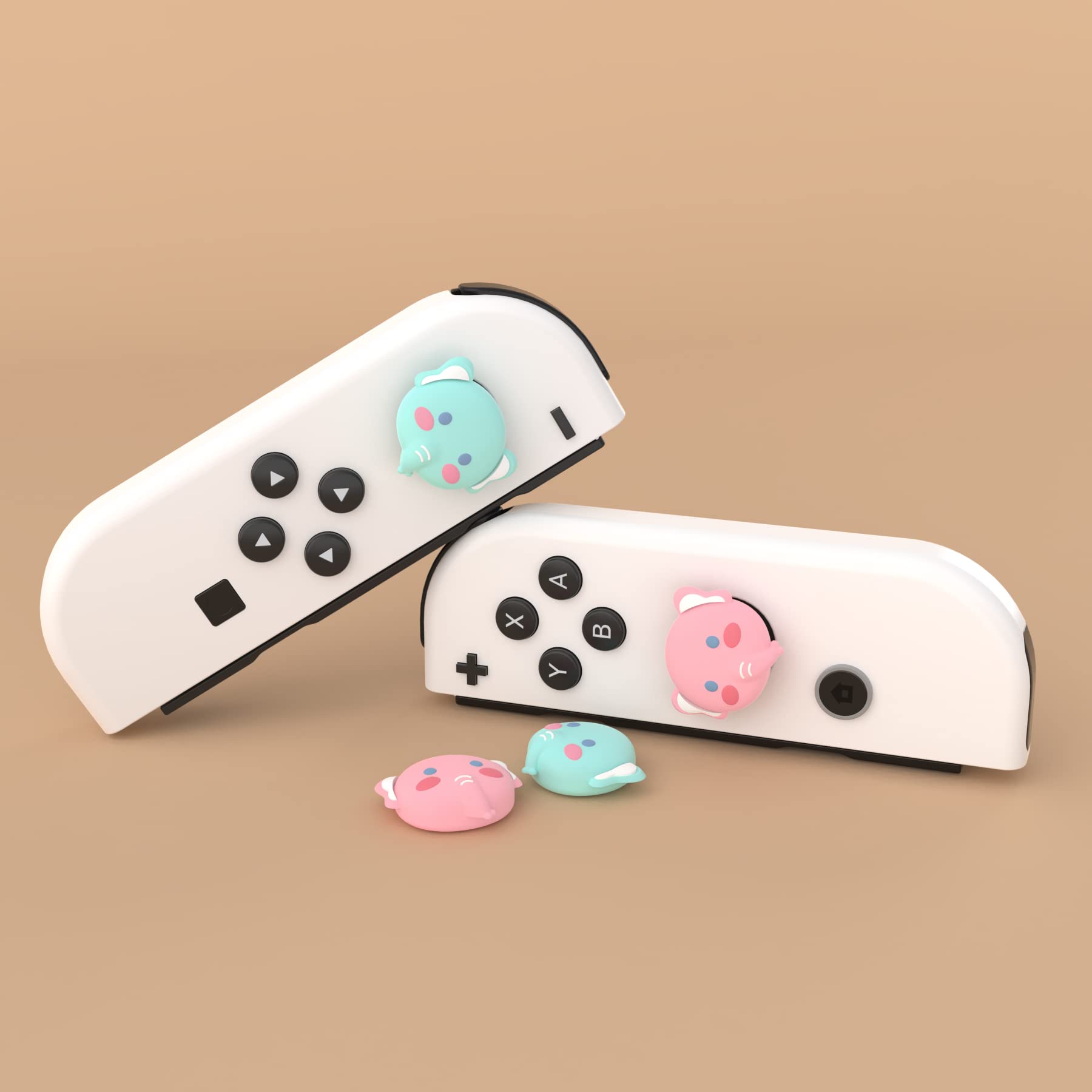 PlayVital Joystick Caps for Nintendo Switch, Thumbstick Caps for Switch Lite, Analog Cover for Switch OLED Joycon Thumb Grip Caps for Switch & Switch Lite & Switch OLED - Chubby Elephant