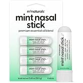Mint Nasal Stick, Nasal Inhaler, Essential Oil Aromatherapy, 4 Sticks by M3 | Nasal Inhaler Stick with Refreshing Mint &amp; Eucalyptus Scent, Portable Non-Medicated Vapor Stick for Daily Wellness, Vegan