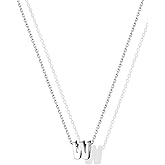 SILVERCUTE Valentines Day Gifts for Her - Small 925 Sterling Silver Initial Necklace for Women,Tiny Silver Initial Pendant Tiny Letter Necklace with Adjustable Chain,16"-18"