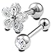 bodyjewellery 2pcs 16g 1/4 Cartilage Earring Stud Flower Barbell Forward Heilix Tragus Lobe Auricle Cartilage Bar Surgical Steel