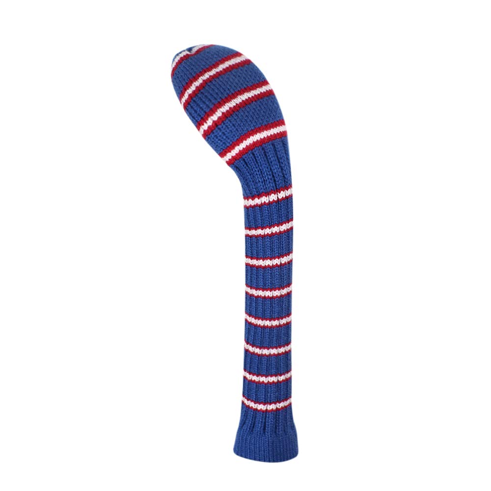 Knit Hybrid Golf Club Covers Fits Hybrids/UT Classical Fine Stripes with Long Neck Funny and Fresh Colors (Blue Red)