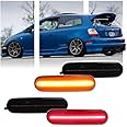 GSOWO 4 PCS for 2002 2003 2004 2005 H-onda Civic Si EP3 3DR Bumper Side Marker Lights, 2 Front Amber Rear Lamps + 2 Red Led Lamps Smoked Lens, [Effortless Installation] Replacement #33801S5TA01