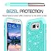 LeYi for Galaxy S6 Active Glitter Case with Tempered Glass Screen Protector [2 Pack], Cute Girls Women Dual Layer Protective Phone Case for Samsung Galaxy S6 Active SM-G890 Mint (Not Fit Galaxy S6)