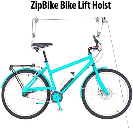 ZipBike Bike Lift Hoist- Premium Ceiling Mounted Mountain Bicycle Hoist For Garage Storage- Top Sturdy, Safe Design 100LB Capacity For Ceiling Bike Storage- Save Space &amp; Effort In Storing Your Bicycle