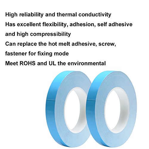 Nicelux 12mmx10 Meters 0.3mm thickness Double Side Adhesive Thermal Conductive Tape for Heat Sink of LED Light,PC and more, Electrically Insulated,1 Reel Pack