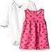Bon Bebe Baby Girls' 2 Piece French Terry Jumper Set With Longsleeve Bodysuit, Pink Ribbons, 6-9 Months