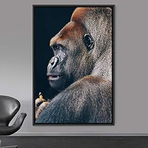 signwin Framed Canvas Wall Art Gorilla Animals Expressive...