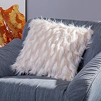 Sungea Luxury Soft Faux Fur Throw Pillow Cover,Mongolian Pillow Case Decoration Plush Cushion Case for Couch Living Room Bedroom Sofa (18x18 inch,Fox White)