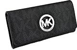 Michael Kors Black PVC MK Signature Fulton Flap CONTINENTAL Wallet