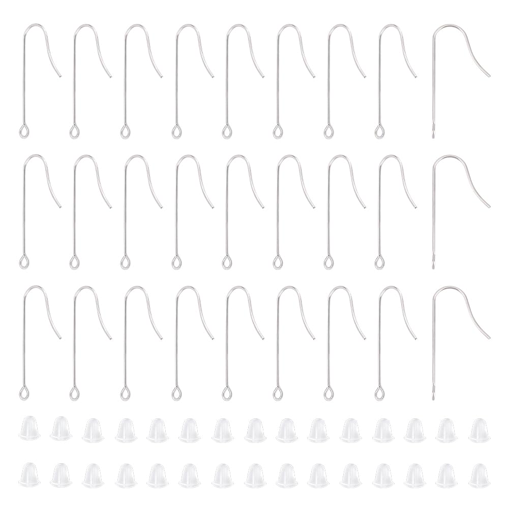 UNICRAFTALE 150 Pcs 316 Surgical Stainless Steel Earring Hooks with Vertical Loops Long Earwire Hooks with 200 Pcs Earring Backs for DIY Jewelry Making Supplies