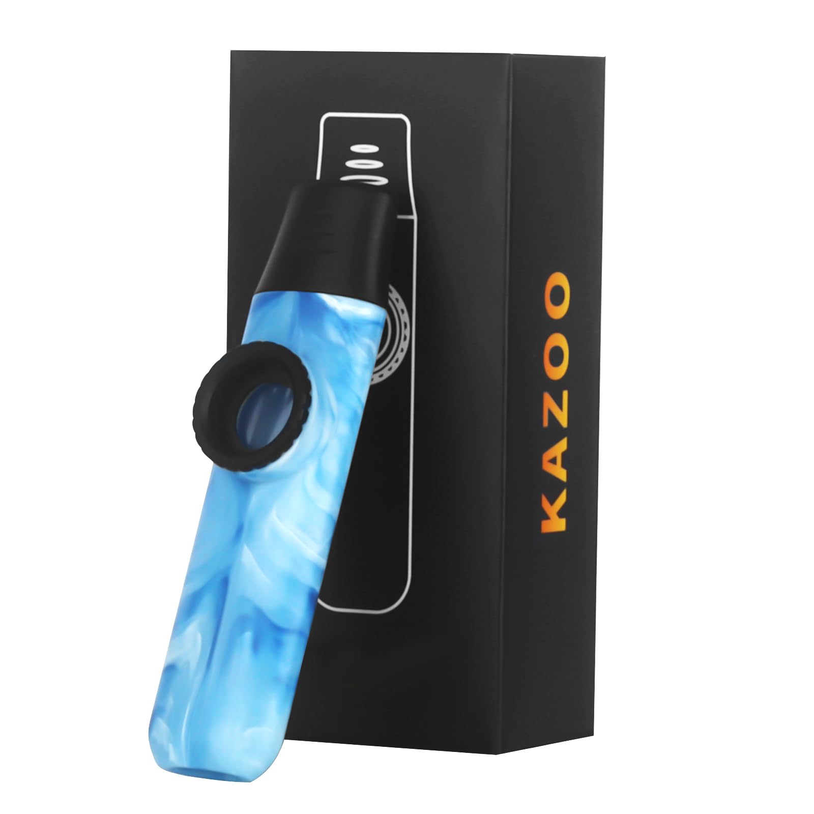 Newest Jade Style Kazoo, Adjustable Tone Professional ABS Resin Kazoo with Five Flute Diaphragms and Sling for Music Enthusiasts (Blue)