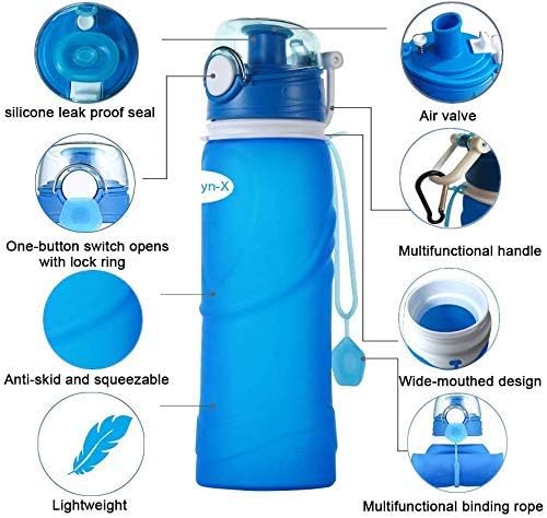 Collapsible silicone water bottle priced at $13.99.