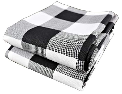 Crabtree Collection Dishcloth/TeaTowels 100% Cotton Hand Towel Set of 2-18" x 28" (Black Buffalo Check)