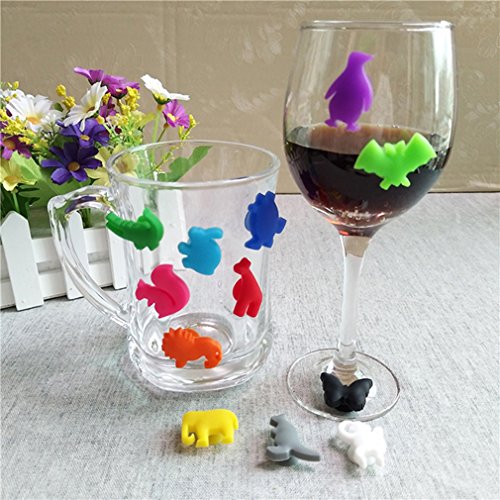 OrliverHL 12Pcs Set Silicone Animals Wine Glass Markers Wine Charms Bar Tools - Thumbnail 3