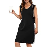 GRECERELLE 2026 Women Summer Inside-Out V-Neck Casual Loose Split Wrinkle-Free Midi Dress with Pockets